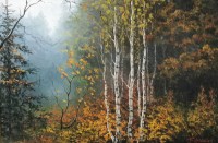 Осенние берёзы - пейзаж маслом художника Евгения Бурмакина