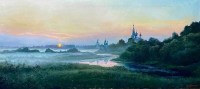 Тихое утро у реки - пейзаж маслом художника Евгения Бурмакина