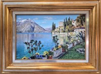 На озере Комо, Италия Виды Италии, озеро Комо - картина маслом на холсте итальянского художника Армандо Романо