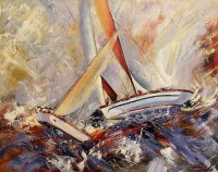 Яхты на регате -картина маслом на холсте
