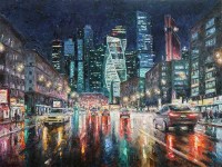 Небоскрёбы Москва-сити - картина маслом на холсте