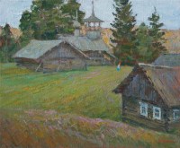 Северная деревня - картина маслом на холсте