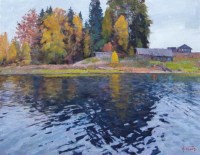 Осенние воды Кенозера - картина маслом на холсте