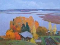 Вид на Кенозеро осенью - картина художника Игоря Панова